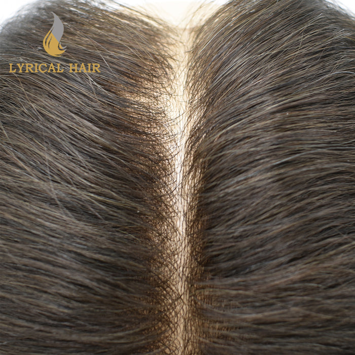 LYRICAL HAIR Pro-Grade 0.06mm Ultra Thin Skin Hair System for Men V-Looped Knots Mens Hairpieces Toupee for Men