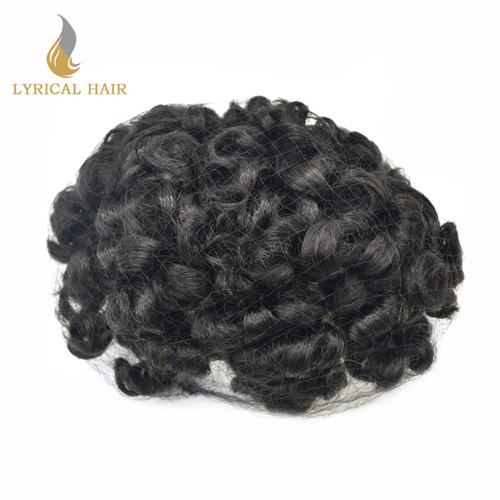 LYRICAL HAIR US STOCK Afro Toupee For Men African Curly Monofilament Durable Hair System For Black Men Hair Unit