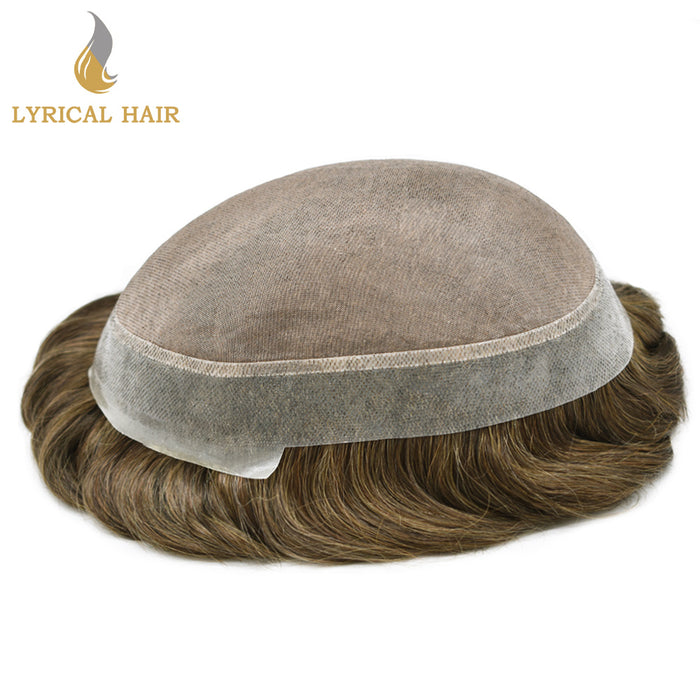 LYRICAL HAIR Human Hair System For Men Fine Monofilament With PU Hairpieces For Men  | Brown