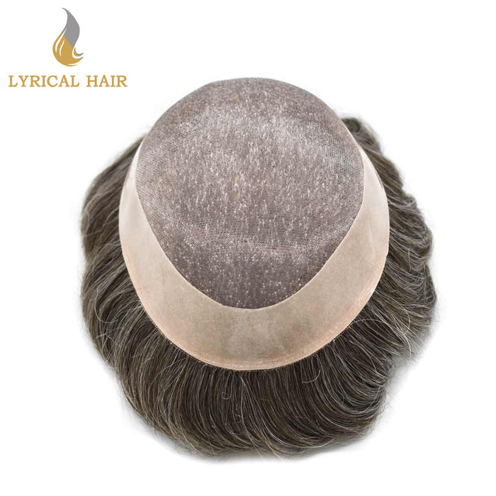 LYRICAL HAIR Hair System for Mens Hair Piece US STOCK Monofilament with PU Coating(NPU) Toupee Folded Lace Front Natural Hairline Mens Toupee|Brown