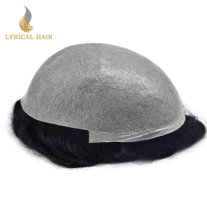 Lyricalhair Mens Toupee 0.04mm Ultra Thin Skin Hair System for Men V-Looped Knots Natural Hairline Mens Hairpieces