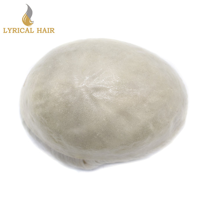 LYRICAL HAIR Men Hair System Full Poly 0.12mm Thickness Men Toupee Hairpieces |White