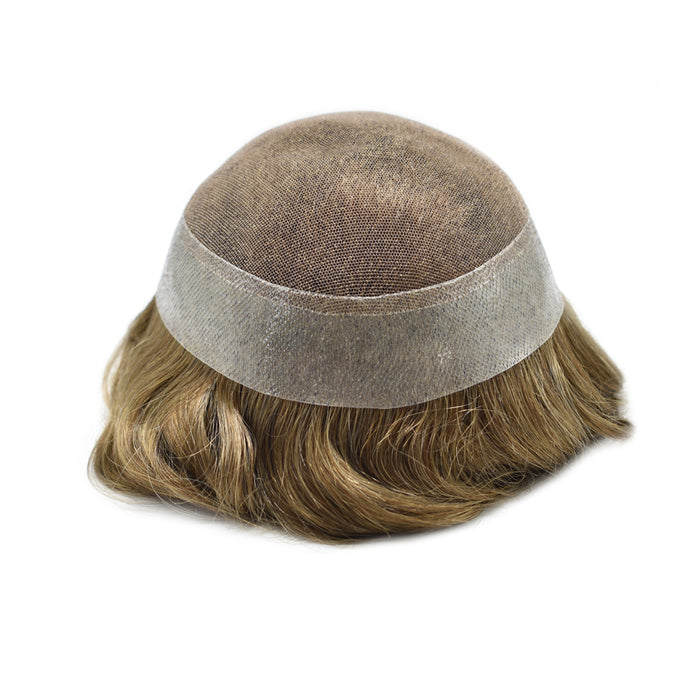 LYRICAL HAIR French Lace Front Mens Toupee Breathable Invisible Knots Human Hairpiece |Blond
