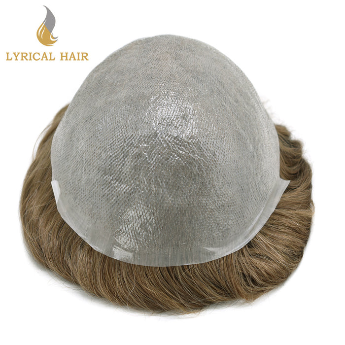 LYRICAL HAIR Mens Toupee 0.06mm Ultra Thin Skin Hair Replacement System for Men V-Looped Knots Mens Hairpieces Natural Hairline Toupee for Men |Blond