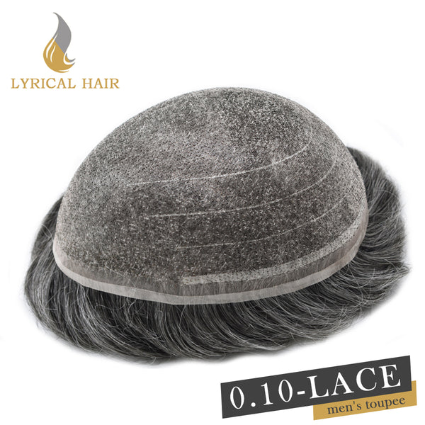 LYRICAL HAIR Full Swiss Super Welded Lace Mens Toupee US STOCK Bleached Knots Men Hair Piece Natural looking Icon Lace Toupee for Men|Gray