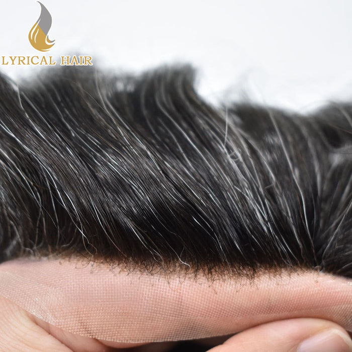 LYRICAL HAIR Full Swiss Super Welded Lace Mens Toupee US STOCK Bleached Knots Men Hair Piece Natural looking Toupee for Men