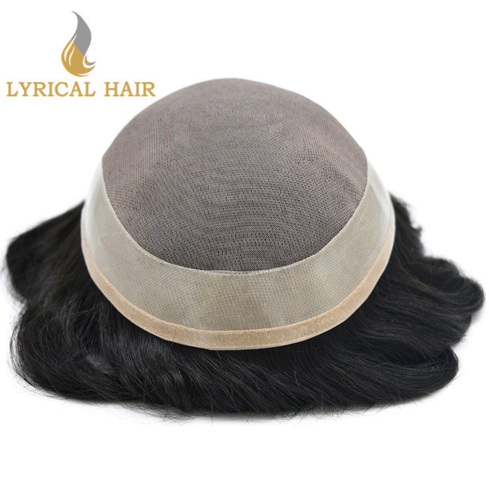 LYRICAL HAIR US STOCK Men Toupee Fine Monofliament Durable Mens Hair System Human Hair Mens Hairpiece