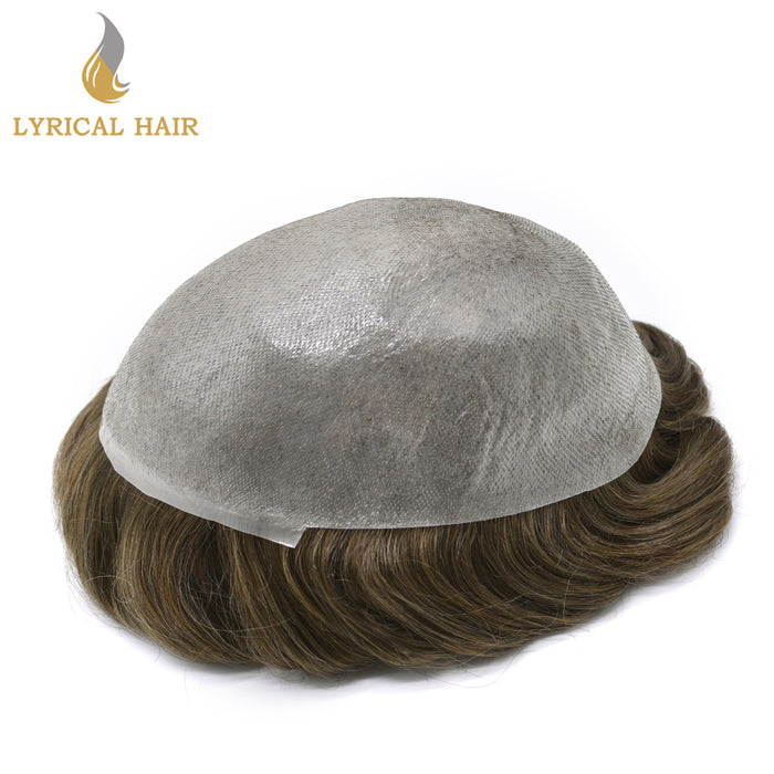 LYRICAL HAIR Pro-Grade 0.06mm Ultra Thin Skin Hair System for Men V-Looped Knots Mens Hairpieces Toupee for Men |Brown