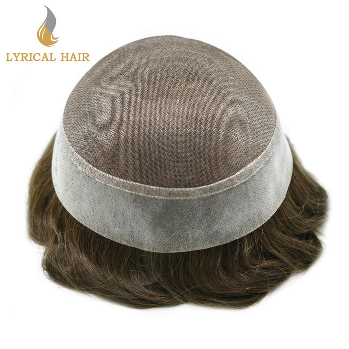 LYRICAL HAIR Hair System For Men Soft Welded Lace Base Front Human Hairpiece Bleached Knot Natural Hairline Hair System|Brown