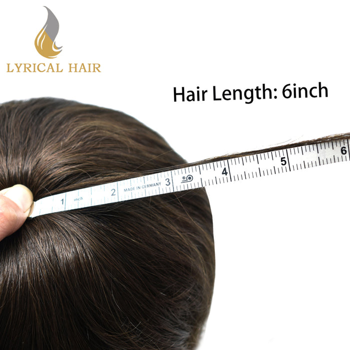 Lyricalhair 0.08mm Thickness Durable&Natural Thin Skin Hair System For Men V-Looped Knots Mens Hairpieces Natural Hairline  Toupee for Men