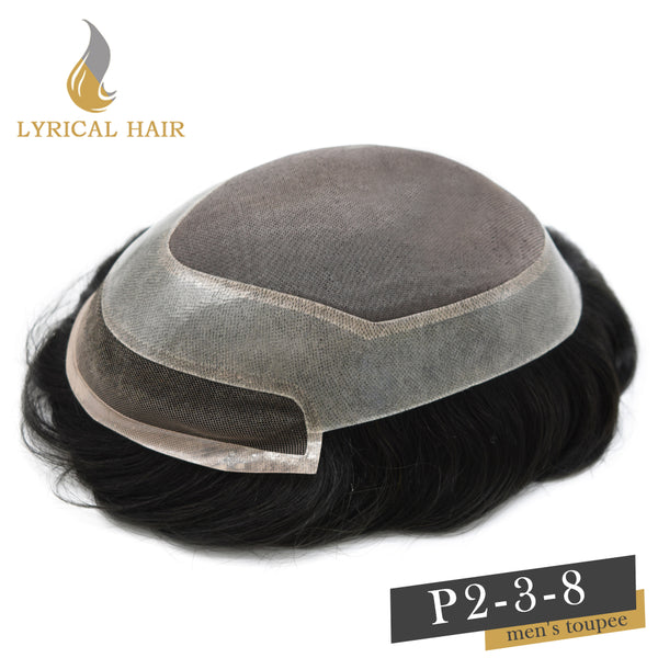 LYRICAL HAIR Mens Toupee Hair Pieces Durable Silk Fine Monofilament Hair Systems For Men