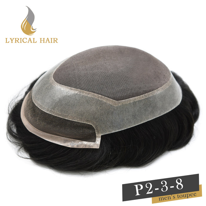 Men's Toupee Hair Pieces Durable Silk Fine Monofilament Hair Systems For Men