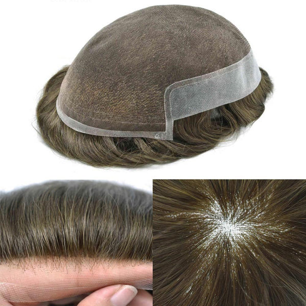 LYRICAL HAIR French Lace Front Mens Toupee Breathable Invisible Knots Human Hairpiece