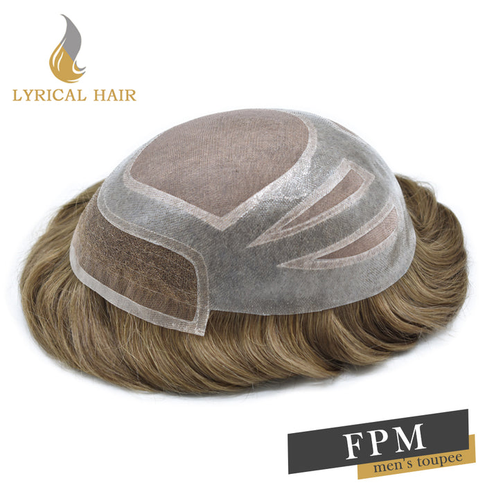 LYRICAL HAIR Fine Mono Poly Skin Mens Hair Pieces French Lace Front Men Toupee Hair Replacement System for Men |Blond