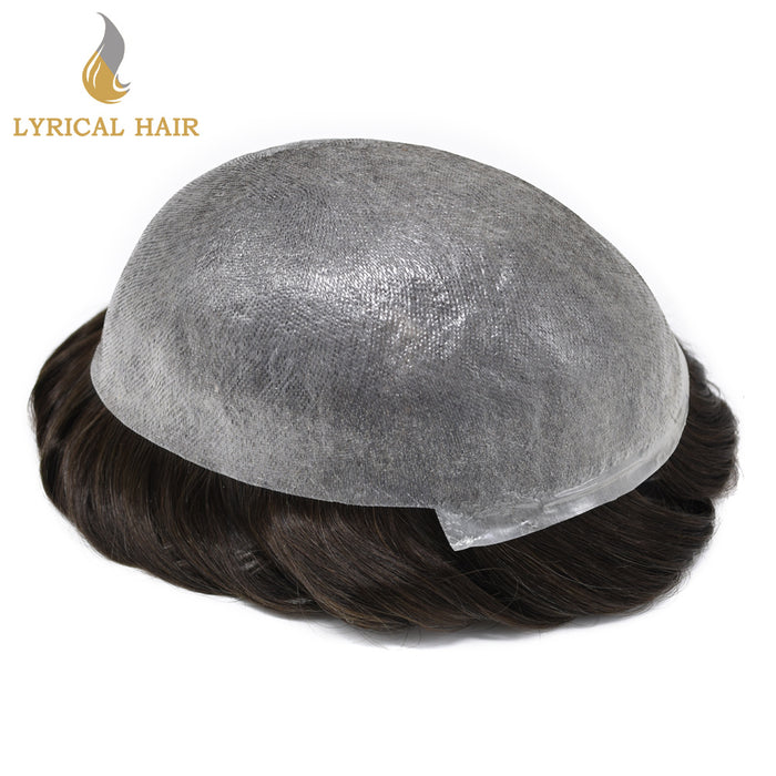 LYRICAL HAIR Mens Toupee 0.04mm Ultra Thin Skin Hair System for Men V-Looped Knots Natural Hairline Mens Hairpieces