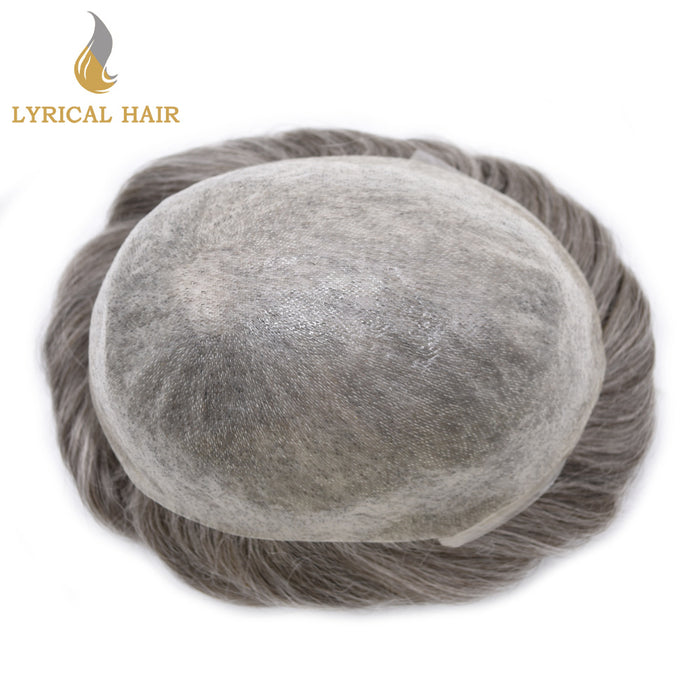 LYRICAL HAIR Pro-Grade 0.06mm Ultra Thin Skin Hair System for Men V-Looped Knots Mens Hairpieces Toupee for Men | Gray