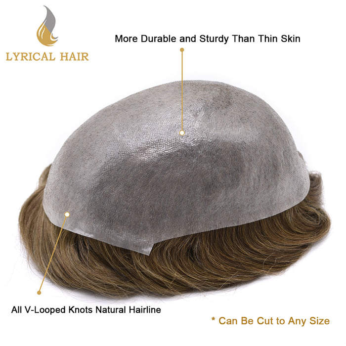 LYRICAL HAIR Pro-Grade 0.06mm Ultra Thin Skin Hair System for Men V-Looped Knots Mens Hairpieces Toupee for Men |Blond