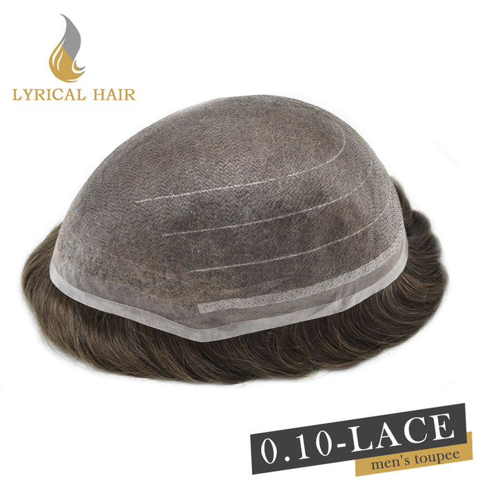 LYRICAL HAIR Full Swiss Super Welded Lace Mens Toupee US STOCK Bleached Knots Men Hair Piece Natural looking Icon Lace Toupee for Men|Brown