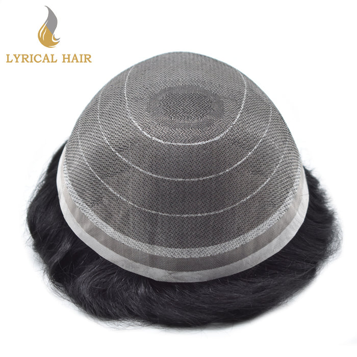 LYRICAL HAIR Full Swiss Super Welded Lace Mens Toupee US STOCK Bleached Knots Men Hair Piece Natural looking Icon Lace Toupee for Men|Black