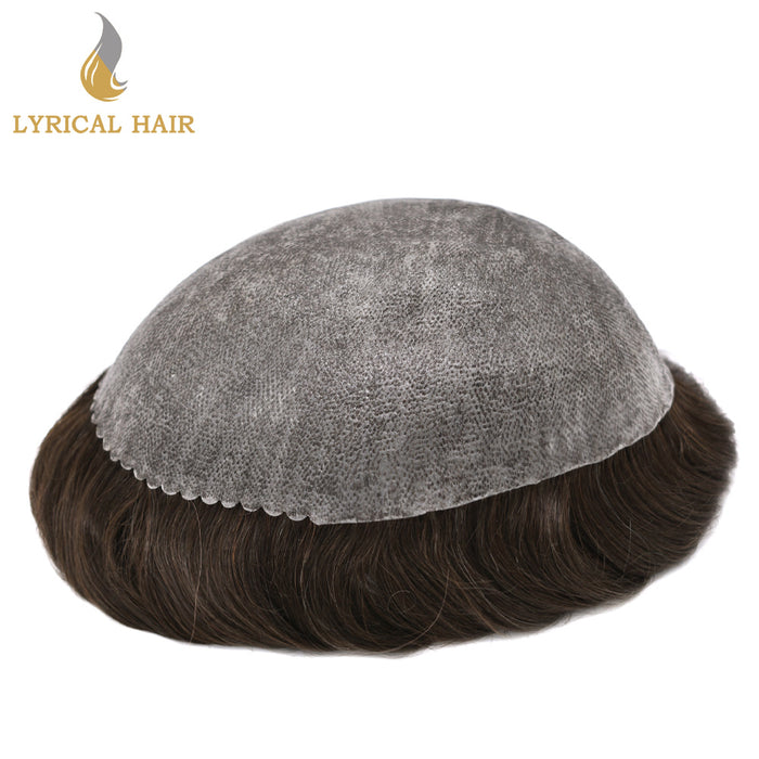 LYRICAL HAIR Men Hair System Full Poly 0.12mm Thickness Men Toupee Hairpieces |Brown