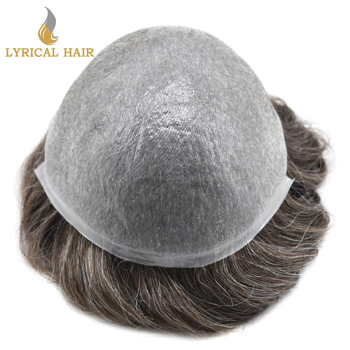 LYRICAL HAIR Mens Toupee 0.04mm Ultra Thin Skin Hair System for Men V-Looped Knots Natural Hairline Mens Hairpieces |Gray