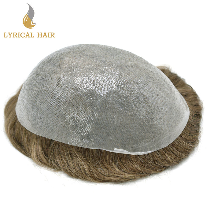 LYRICAL HAIR Mens Toupee 0.04mm Ultra Thin Skin Hair System for Men V-Looped Knots Natural Hairline Mens Hairpieces |Brown