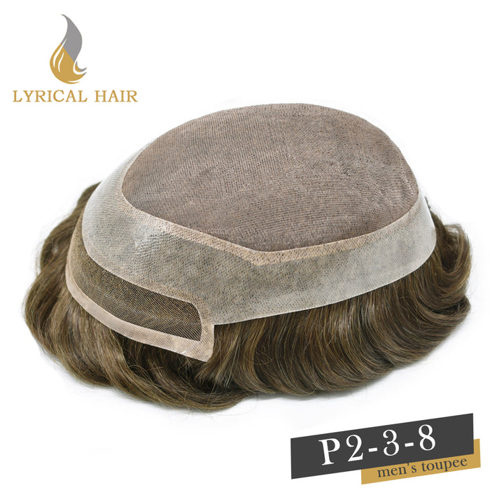 LYRICAL HAIR Mens Toupee Hair Pieces Durable Silk Fine Monofilament Hair Systems For Men |Blond