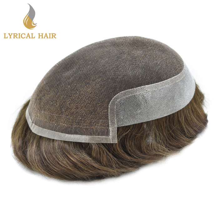 LYRICAL HAIR French Lace Front Mens Toupee Breathable Invisible Knots Human Hairpiece |Blond