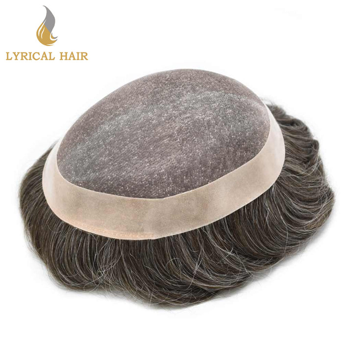 LYRICAL HAIR Hair System for Mens Hair Piece US STOCK Monofilament with PU Coating(NPU) Toupee Folded Lace Front Natural Hairline Mens Toupee|Brown