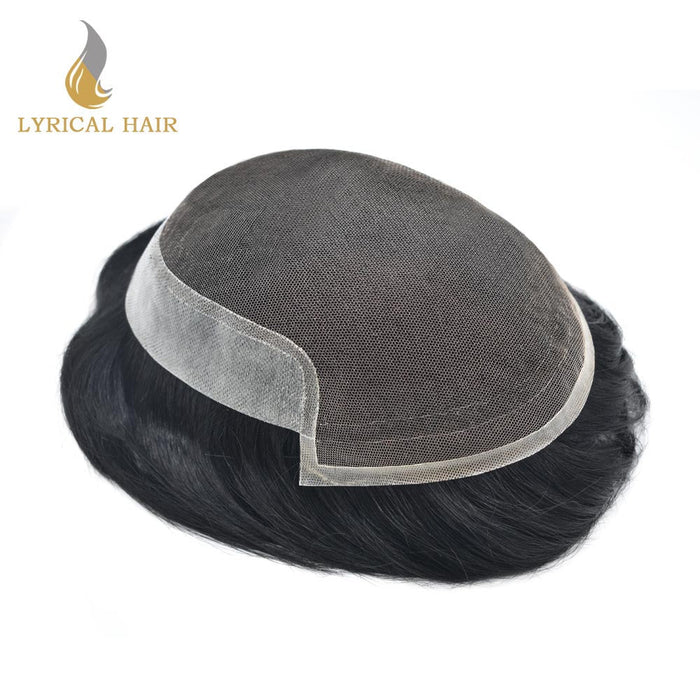 LYRICAL HAIR US Stock French Lace Front Mens Toupee Breathable Human Hairpiece