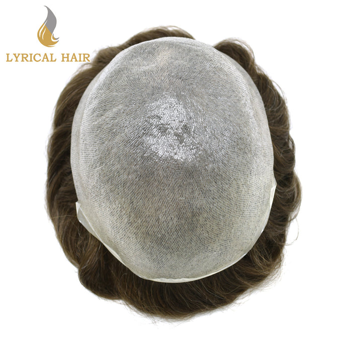 LYRICAL HAIR Mens Toupee 0.04mm Ultra Thin Skin Hair System for Men V-Looped Knots Natural Hairline Mens Hairpieces |Brown