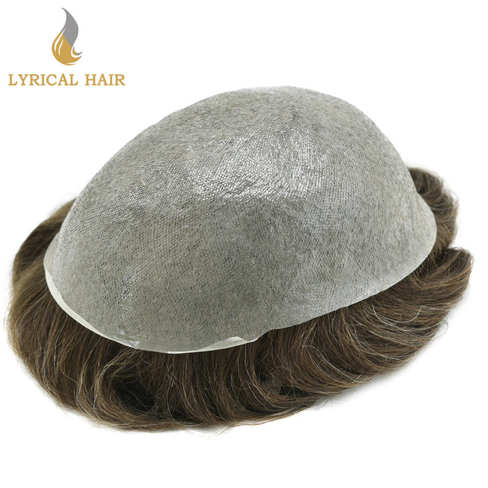 LYRICAL HAIR Mens Toupee 0.04mm Ultra Thin Skin Hair System for Men V-Looped Knots Natural Hairline Mens Hairpieces |Brown