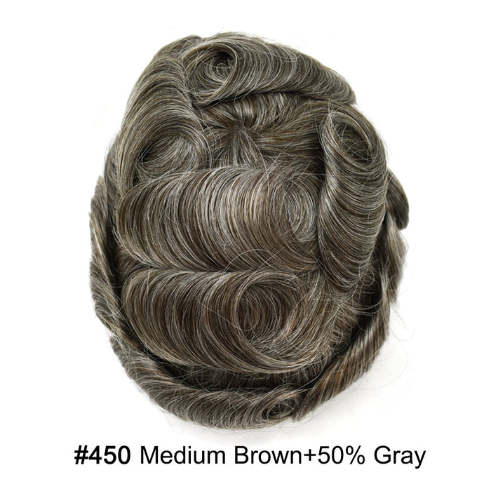 LYRICAL HAIR US Stock Toupee for Mens Full PU Injected Human Hairpiece for Men Durable Mens Hair System