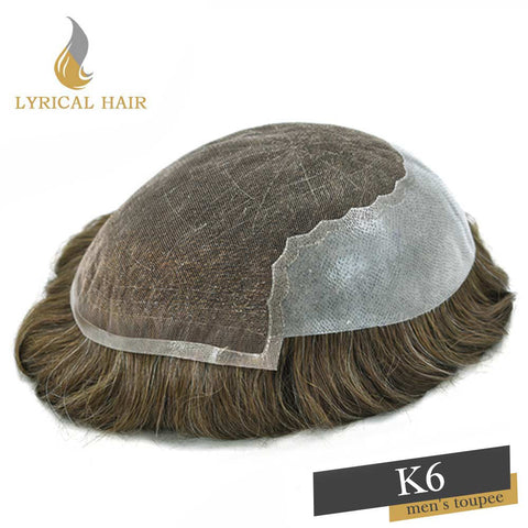 LYRICAL HAIR French Lace With PU Human Hair System For Men Natural Hairline Bleached  Knots Toupee for Men