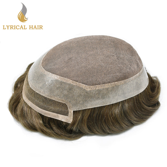 LYRICAL HAIR Mens Toupee Hair Pieces Durable Silk Fine Monofilament Hair Systems For Men |Blond