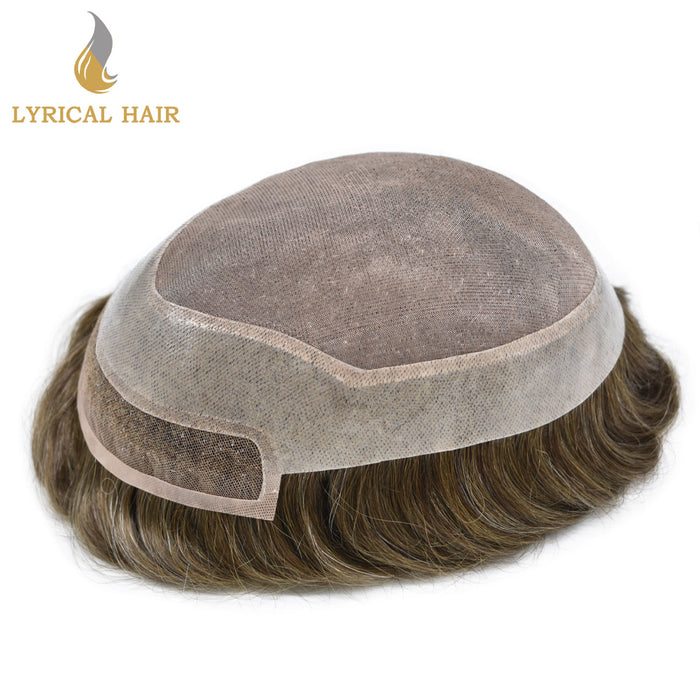 LYRICAL HAIR Mens Toupee Hair Pieces Durable Silk Fine Monofilament Hair Systems For Men |Brown