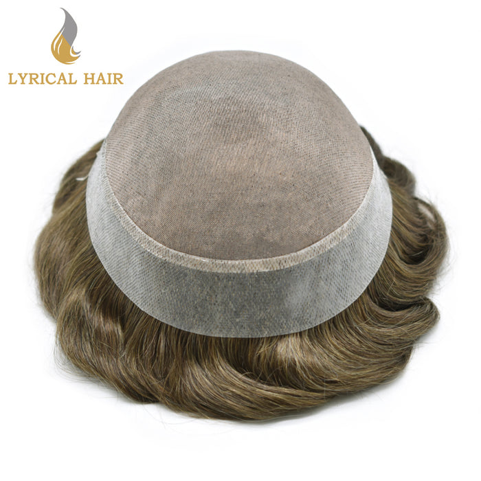 LYRICAL HAIR Human Hair System For Men Fine Monofilament With PU Hairpieces For Men  | Brown