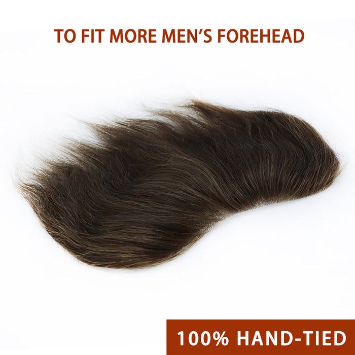 LYRICAL HAIR Mens Frontal Hairpiece Forehead Hairline Toupee French Lace With PU Natural Hairline For Receding Hairline 4X18cm