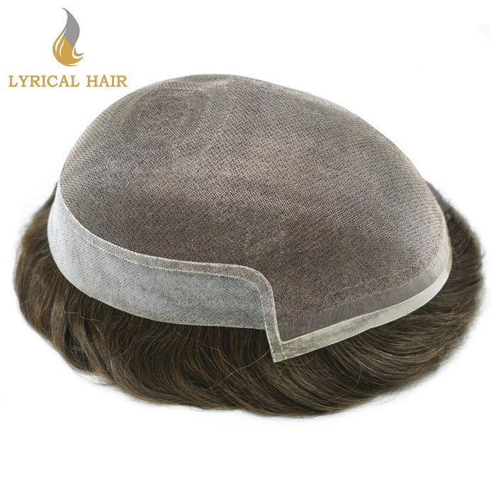 LYRICAL HAIR Hair System For Men Soft Welded Lace Base Front Human Hairpiece Bleached Knot Natural Hairline Hair System|Blond