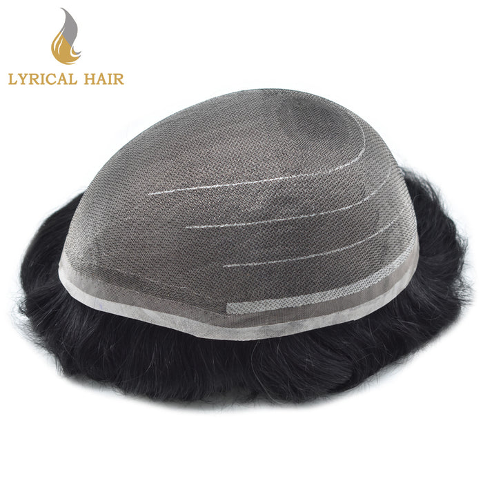 LYRICAL HAIR Full Swiss Super Welded Lace Mens Toupee US STOCK Bleached Knots Men Hair Piece Natural looking Icon Lace Toupee for Men|Black