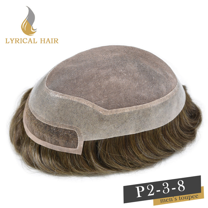 LYRICAL HAIR Mens Toupee Hair Pieces Durable Silk Fine Monofilament Hair Systems For Men |Brown