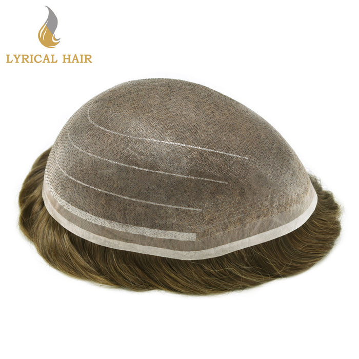 LYRICAL HAIR Full Swiss Super Welded Lace Mens Toupee US STOCK Bleached Knots Men Hair Piece Natural looking Icon Lace Toupee for Men|Blond