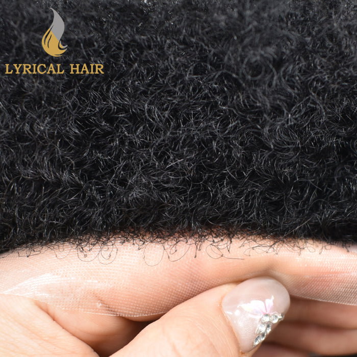 LYRICAL HAIR US STOCK Afro Curly Toupee For Black Men Full Swiss Super Welded Lace Hair Units  for African American Men Hairpieces
