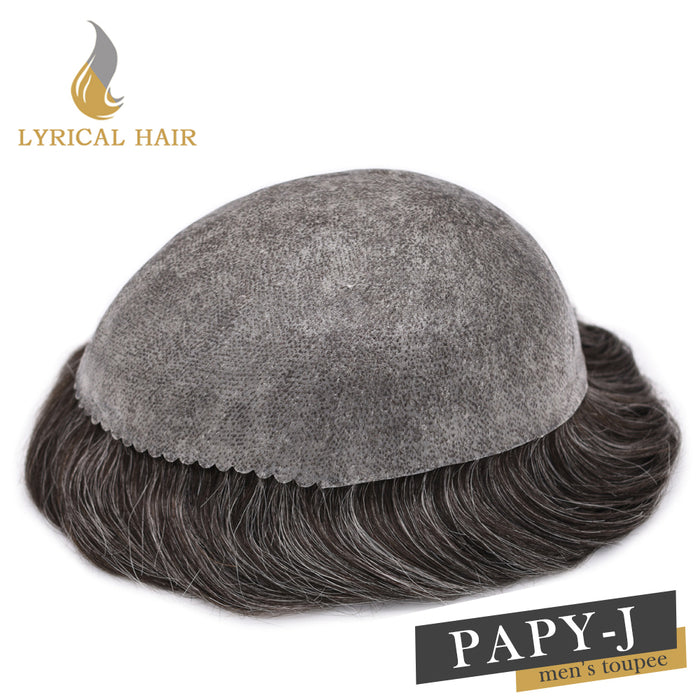 LYRICAL HAIR Men Hair System Full Poly 0.12mm Thickness Men Toupee Hairpieces |Gray