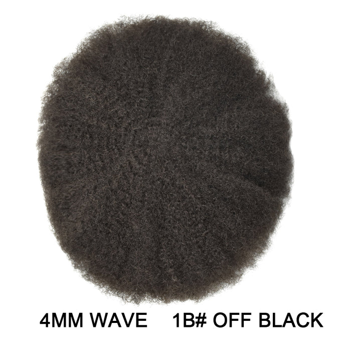 Kinky Curly Afro Mens Toupee 0.3-0.06mm Thickness PU  Hair Unit For Black Men