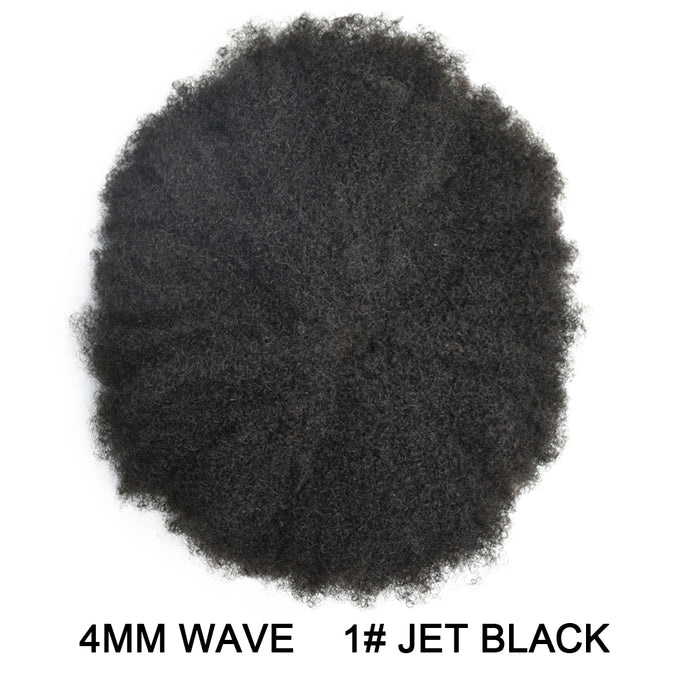 Kinky Curly Afro Mens Toupee 0.3-0.06mm Thickness PU  Hair Unit For Black Men