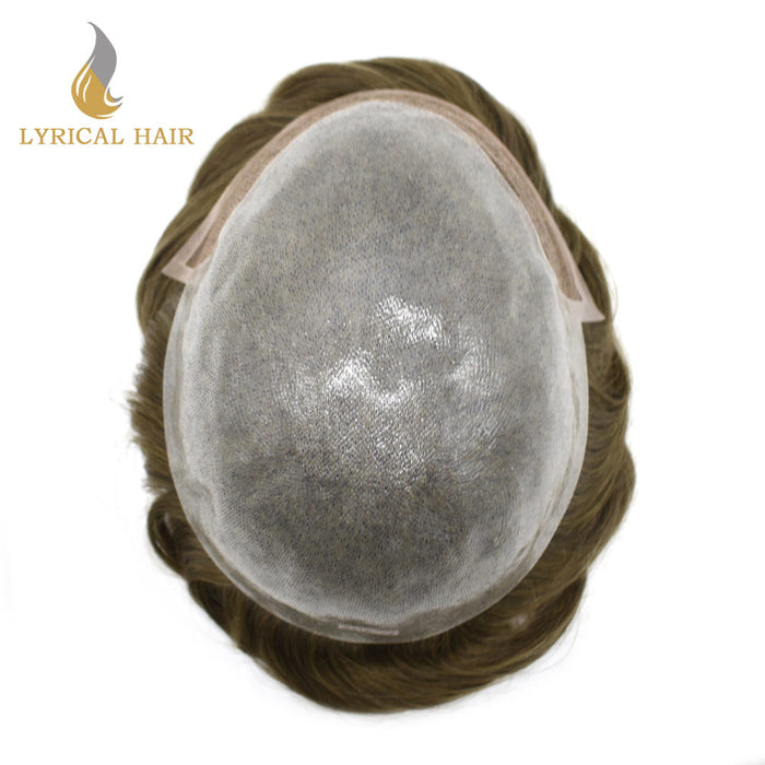 Lyricalhair Mens Toupee Lace Front Skin Hair System for Men 0.06mm Thin Skin Undetectable V-looped Mens Hairpieces