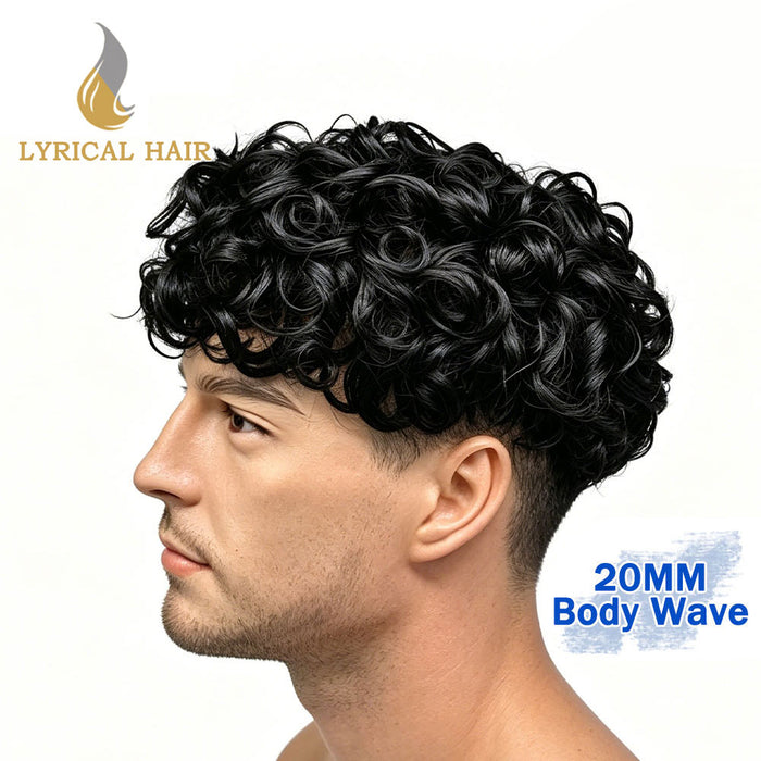 LYRICAL HAIR US STOCK Icon Lace Wavy Toupee For Men Invisible Full Swiss Super Welded Lace Hair Units  for  Men Hairpieces||Fast Shipping USA Lyrical Hair