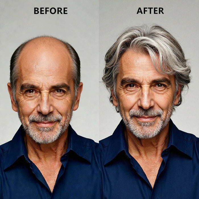 LYRICAL HAIR 0.10mm Thickness Durable Skin Knotted PU Human Hair System For Men 100% Hand Tied Woven Toupee for Men | Gray