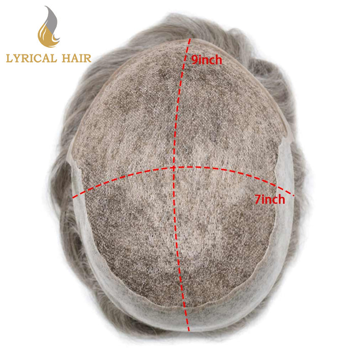 LYRICAL HAIR US Stock French Lace With PU White Human Hair System For Men Natural Hairline Bleached  Knots Invisible Knots Toupee for Men | Gray